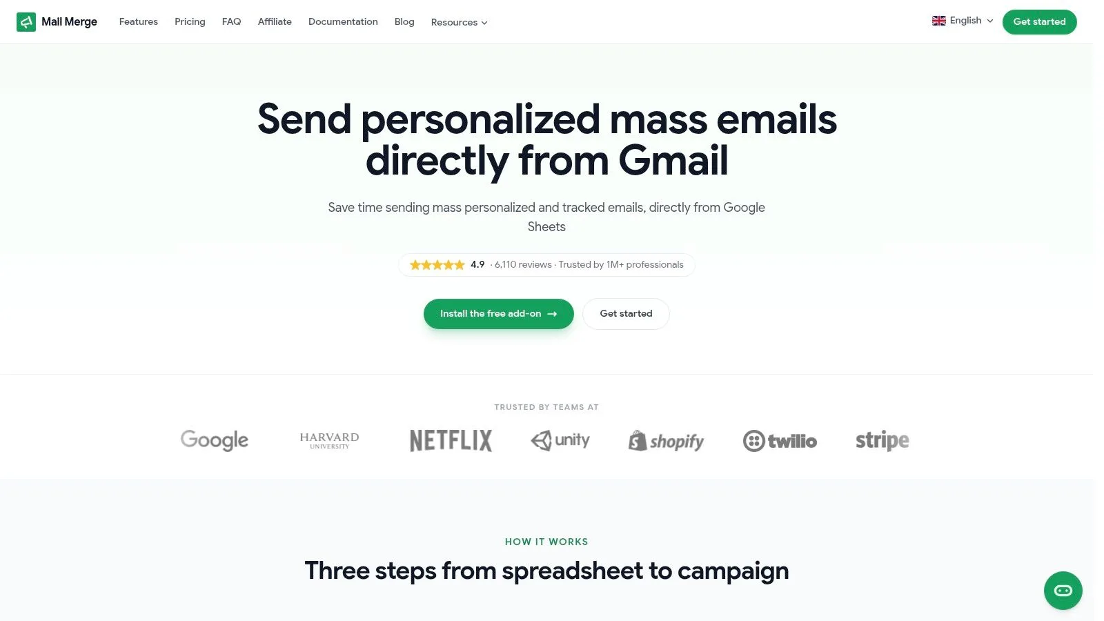 Screenshot da https://merge.email